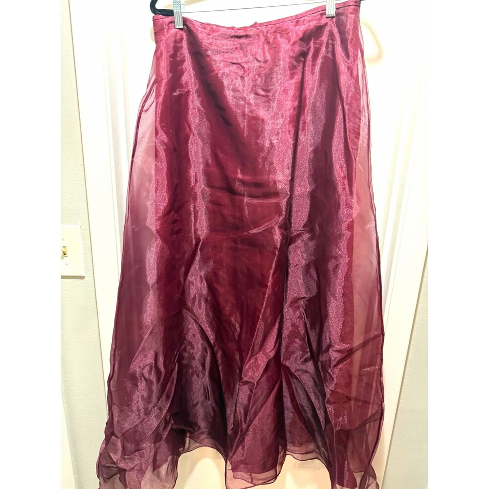 Women’s Purple Satin A-Line Midi Skirt Size 16 Regular Solid Lined Zip Closure